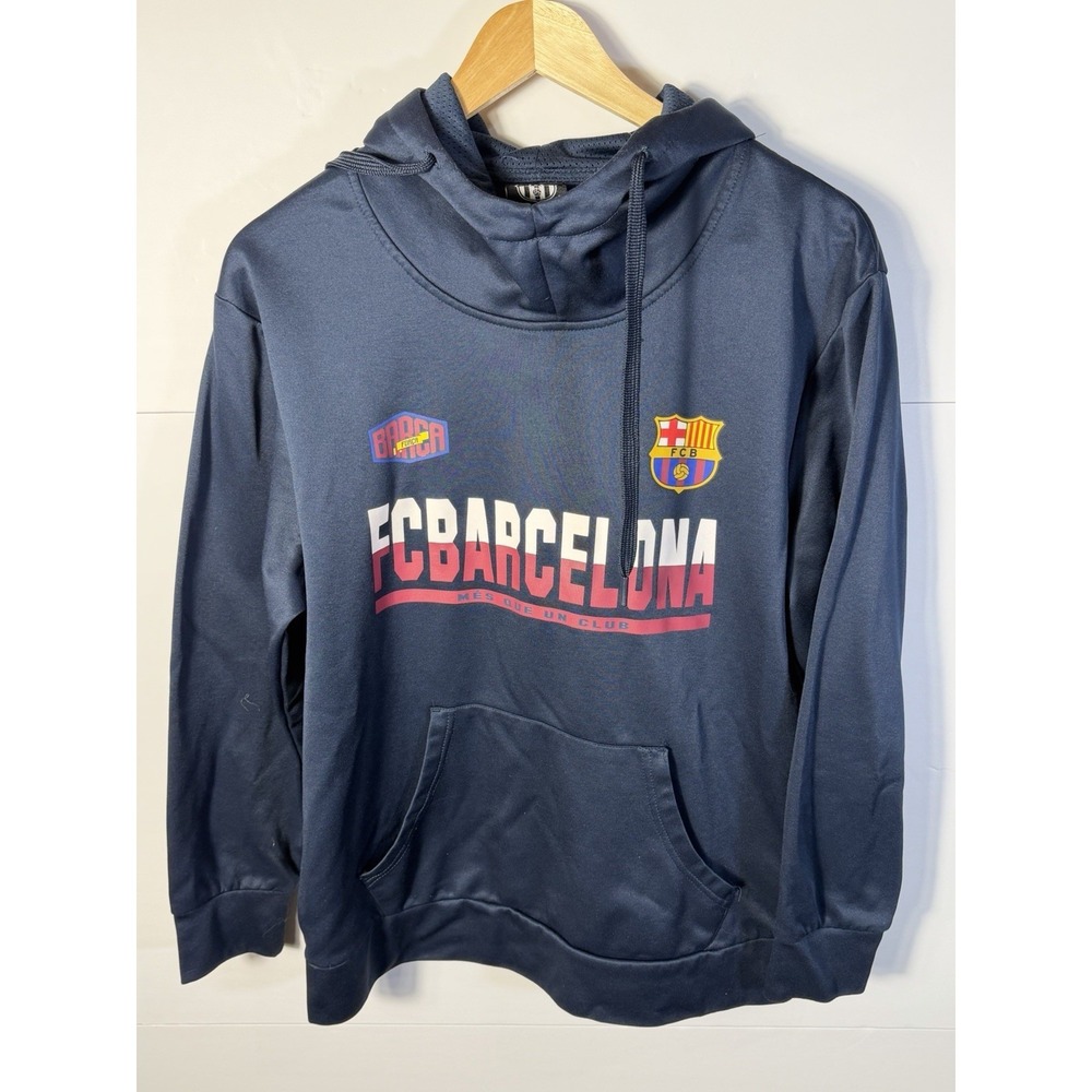 FC Barcelona FCB Barca Pullover Hoodie Navy Blue Soccer Football Size Medium M